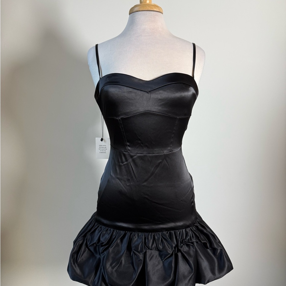 More to Come Elegant Black Satin Dress - Picture 2 of 3
